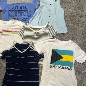 Justice White and Blue Short Sleeve Tees